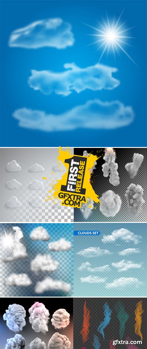 Stock Set of transparent different clouds vectors