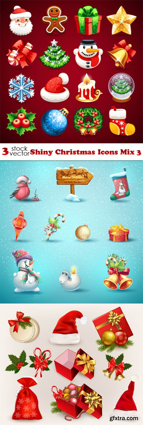 Vectors - Shiny Christmas Icons Mix 3