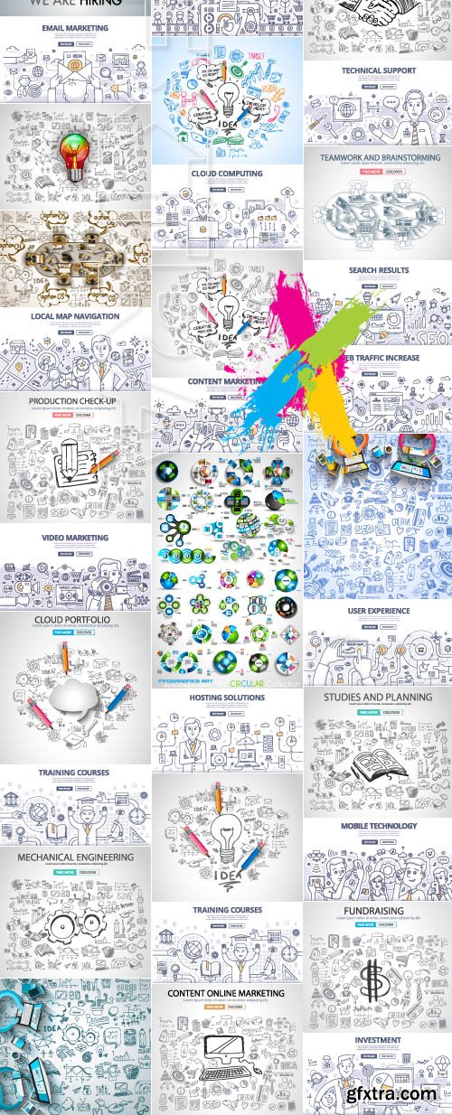 Infographic business concept doodle design style vector