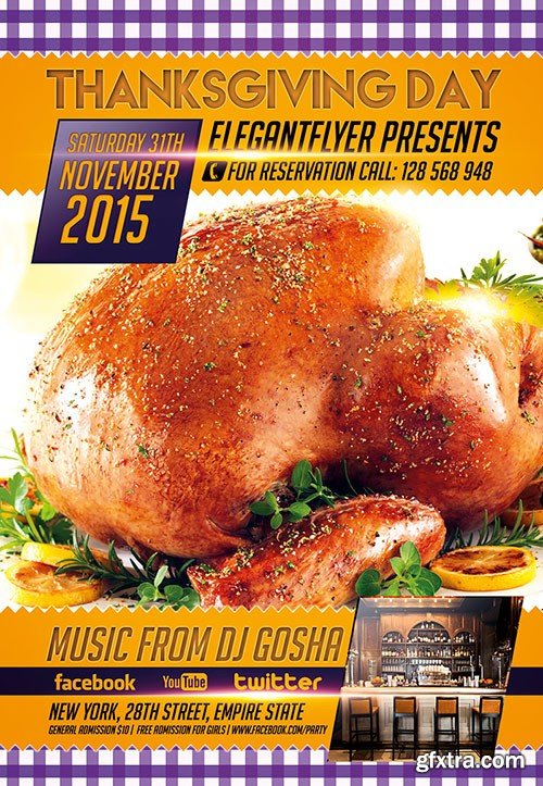 Thanksgiving Day 4 Flyer PSD Template + Facebook Cover