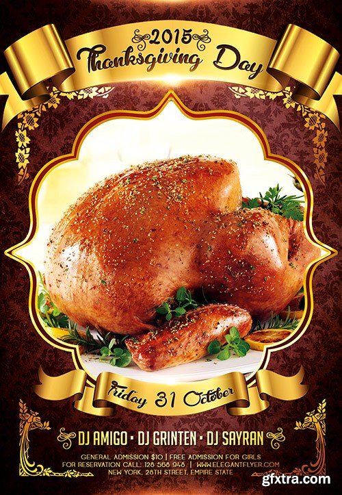 Thanksgiving Day 2 Flyer PSD Template + Facebook Cover