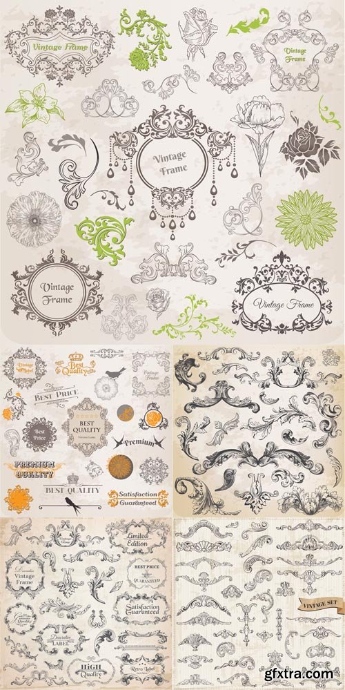 Vintage and Floral Vector Elements