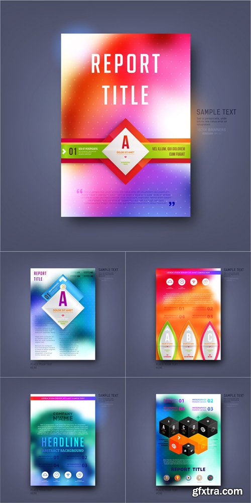 Watercolor Flyers Vector Set