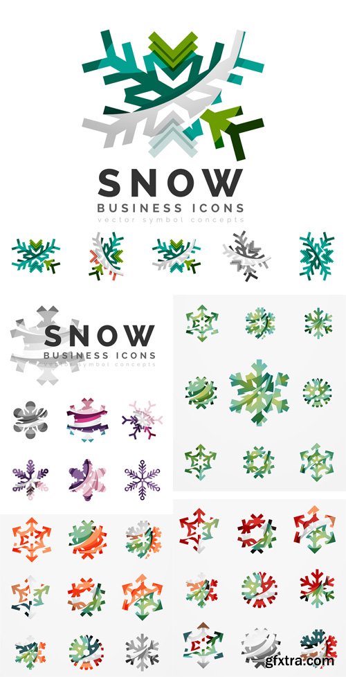 Snowflakes Business Icons Vector Set