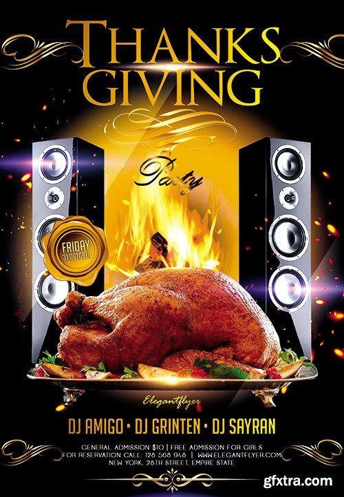 Thanksgiving Party 2 Flyer PSD Template + Facebook Cover