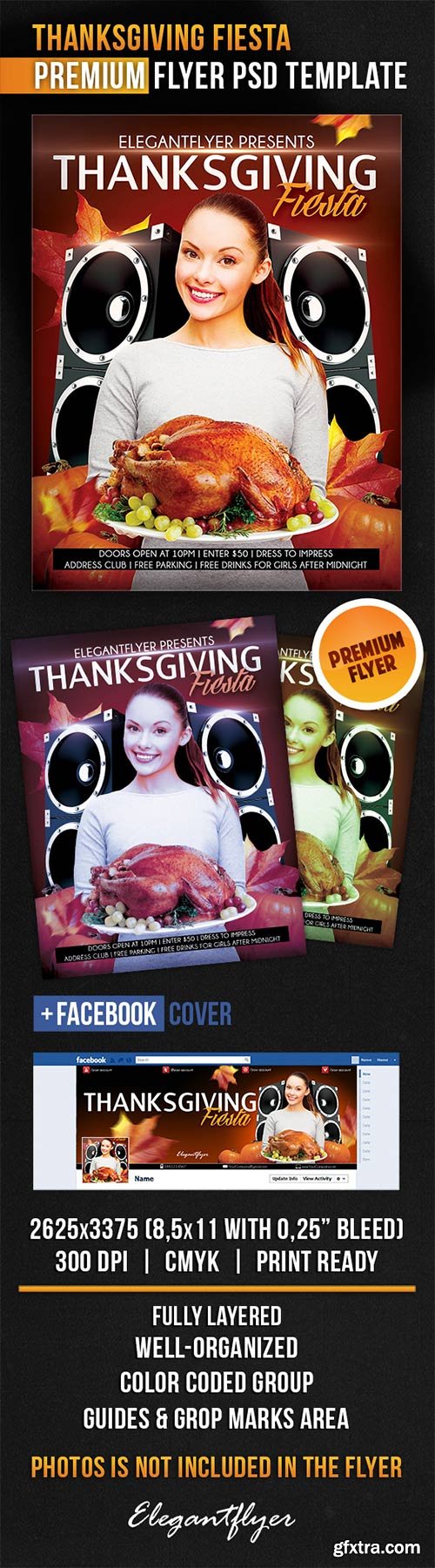 Thanksgiving Fiesta Flyer PSD Template + Facebook Cover