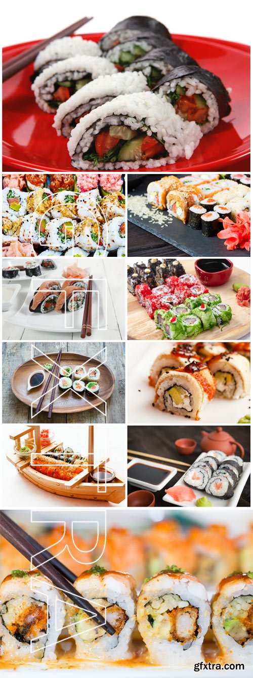 Sushi sets, oriental food - Stock photo