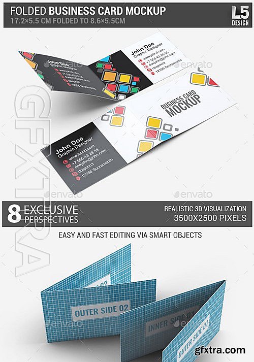 GraphicRiver - Folded Business Card Mock-Up 12933096