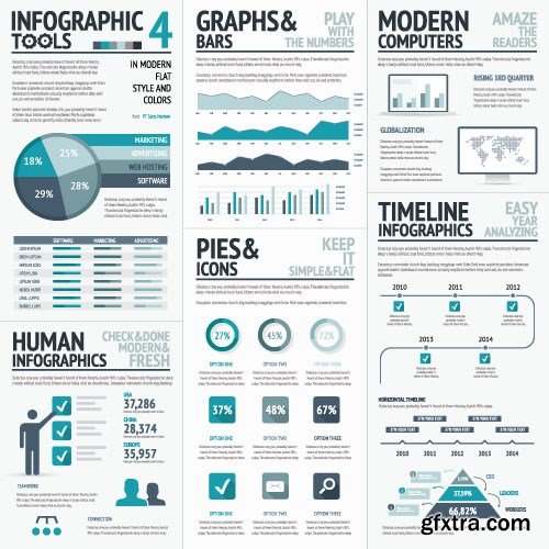 Infographics Templates & Business Elements, 30x EPS