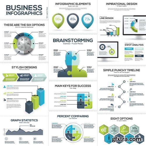 Infographics Templates & Business Elements, 30x EPS