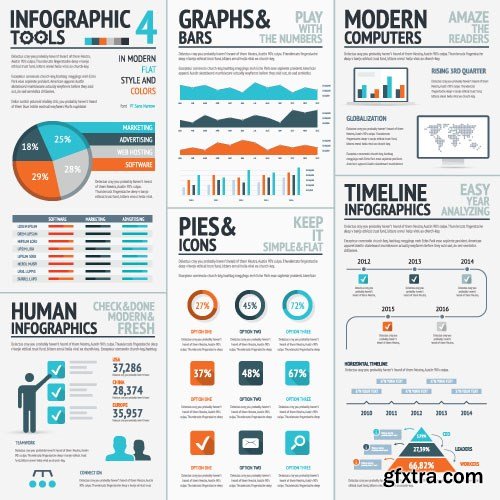 Infographics Templates & Business Elements, 30x EPS