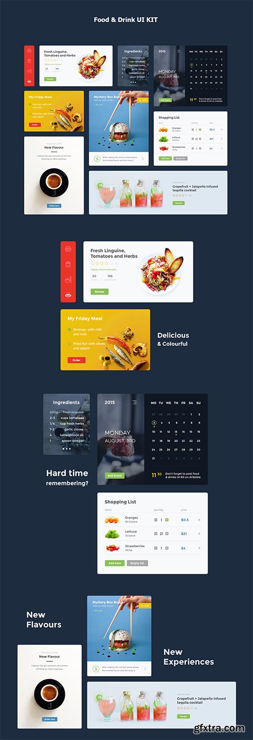 PSD & SCETCH Food & Drink UI Kit 2015