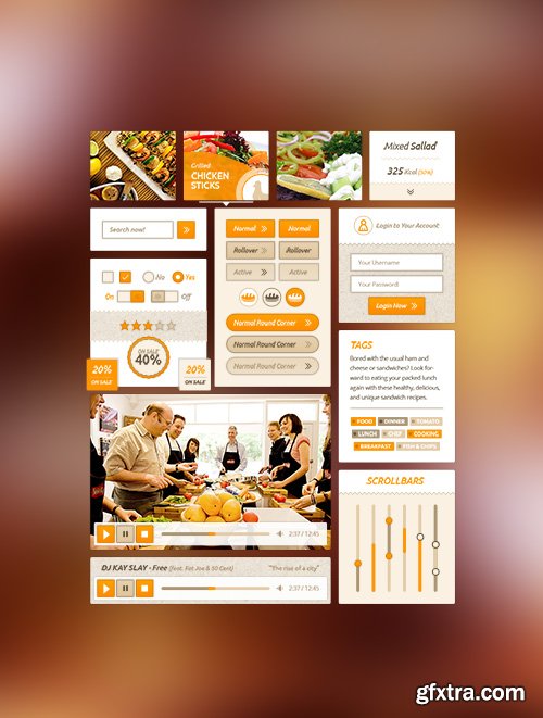 PSD Web Elements - Delicious Recipes UI Ki 2015