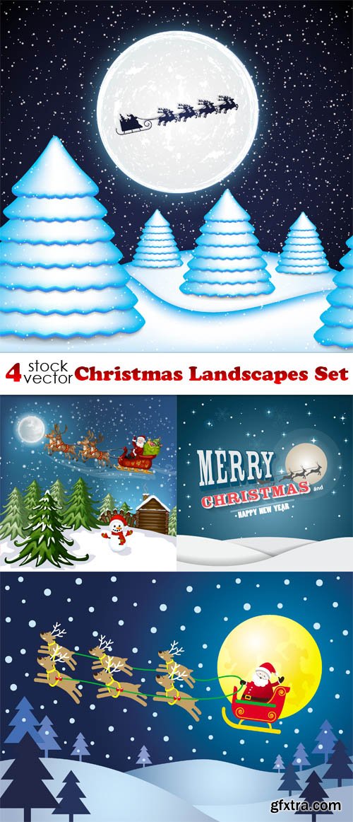 Vectors - Christmas Landscapes Set