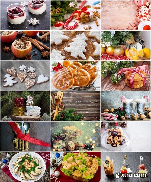 Collection of different Christmas New Year holiday meal food dish 25 HQ Jpeg