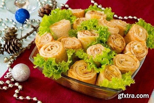 Collection of different Christmas New Year holiday meal food dish 25 HQ Jpeg