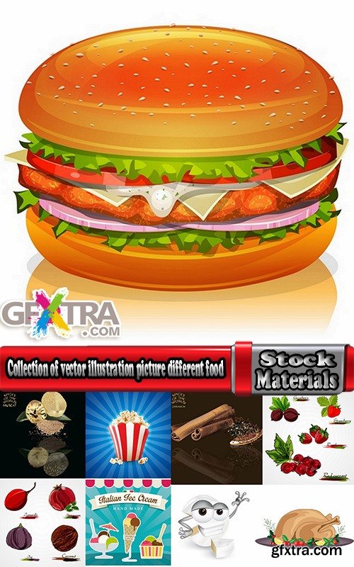 Collection of vector illustration picture different food meal dish menu 2-25 EPS