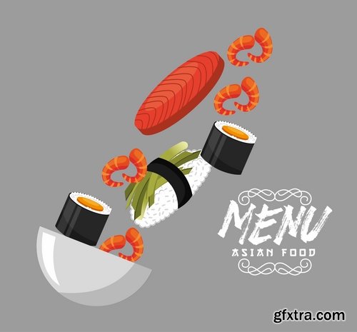 Collection of vector illustration picture different food meal dish menu 2-25 EPS