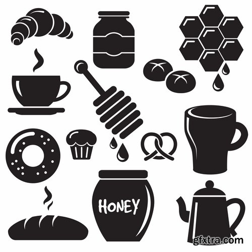 Collection of vector illustration picture different food meal dish menu 2-25 EPS