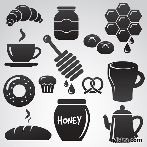 Collection of vector illustration picture different food meal dish menu 2-25 EPS
