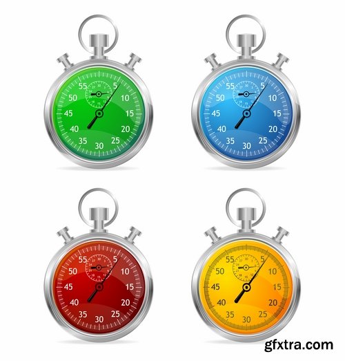 Collection of vector image alarm clock clock time clock face 25 EPS