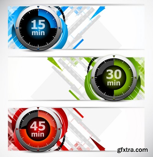 Collection of vector image alarm clock clock time clock face 25 EPS