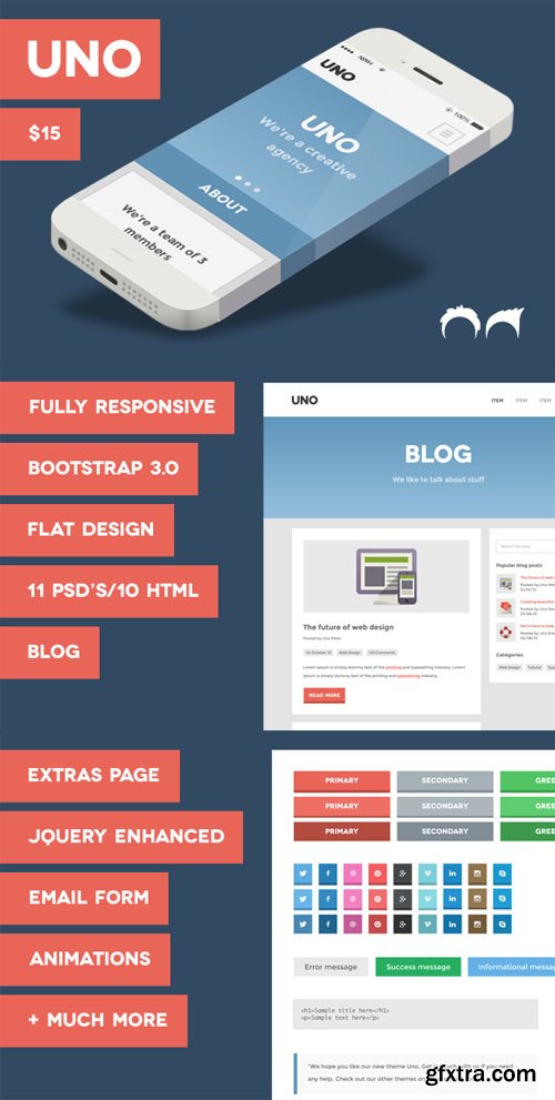 Uno Flat Responsive HTML Theme - CM 13690