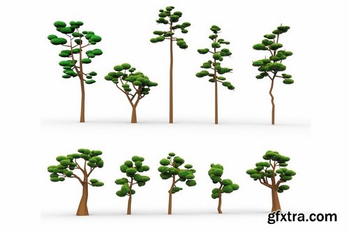 CM - 10 Low Poly Cartoon Tree 356235