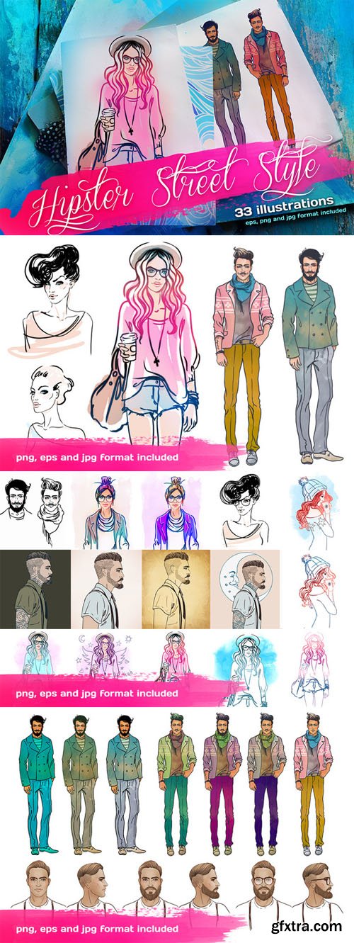 Hipster Street Style Illustrations - CM 130036