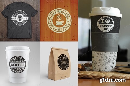 CM - 35 Coffee, Cafe & Cake Logo Bundle 394804