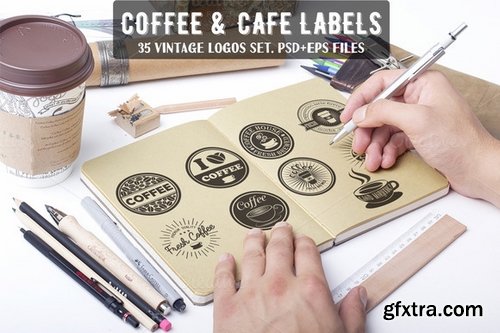 CM - 35 Coffee, Cafe & Cake Logo Bundle 394804