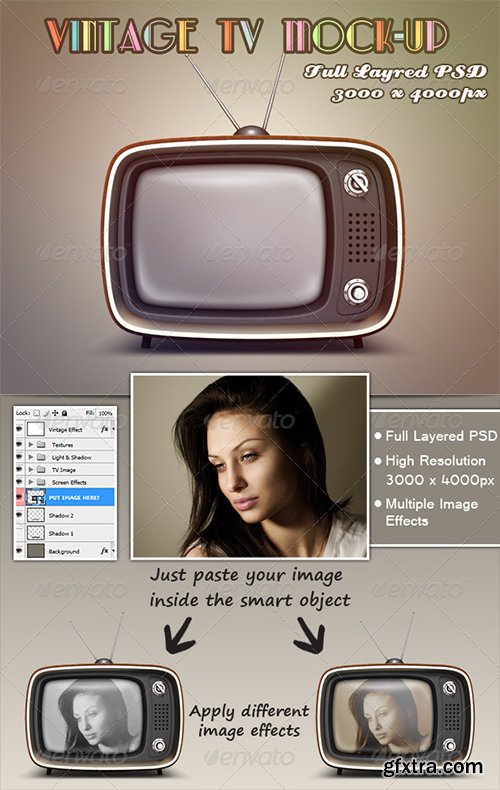 Graphicriver Vintage TV Mock-Up 3076586