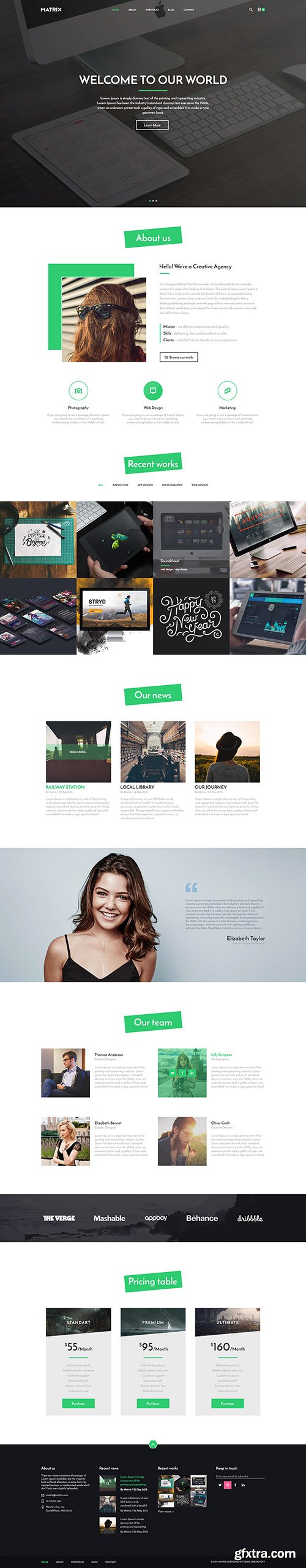 PSD Web Template - Matrix - Landing Page