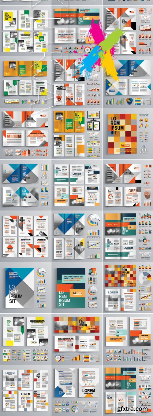 Business brochure booklet and infographic elements vector