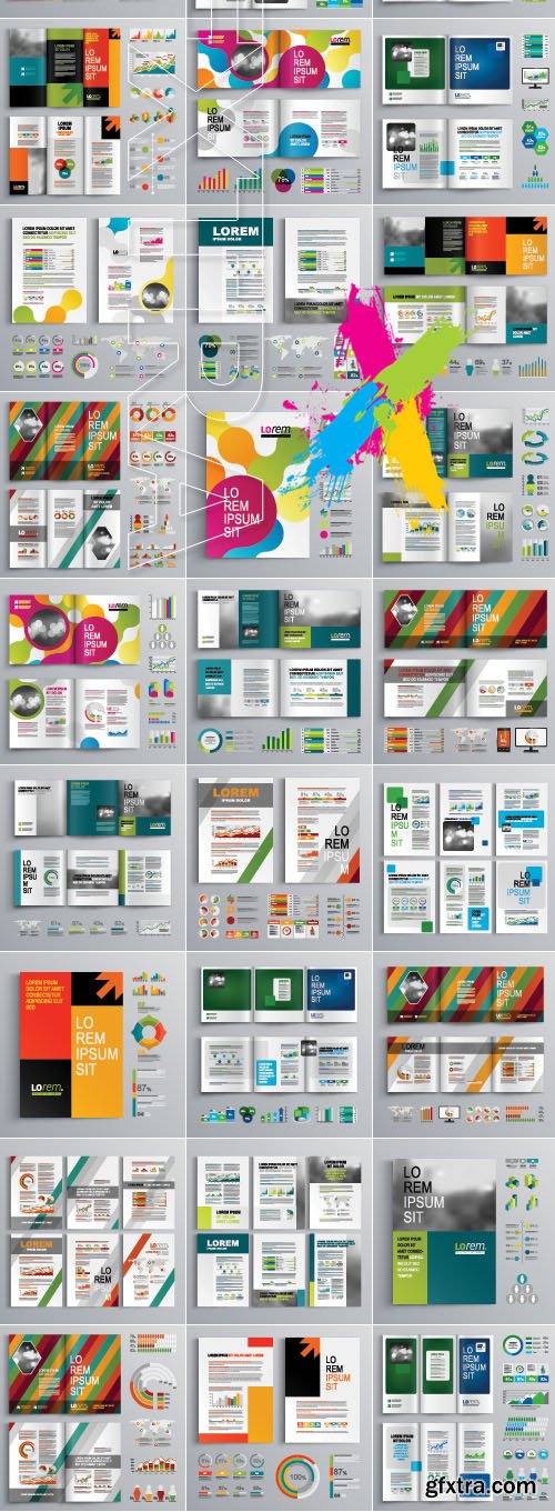 Business brochure booklet and infographic elements vector 2