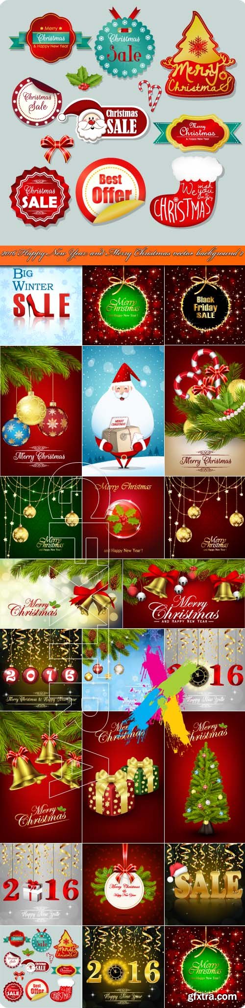 2016 Happy New Year and Merry Christmas vector background 2