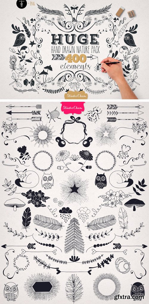 CM 50189 - HUGE Hand Drawn Nature Pack Elements