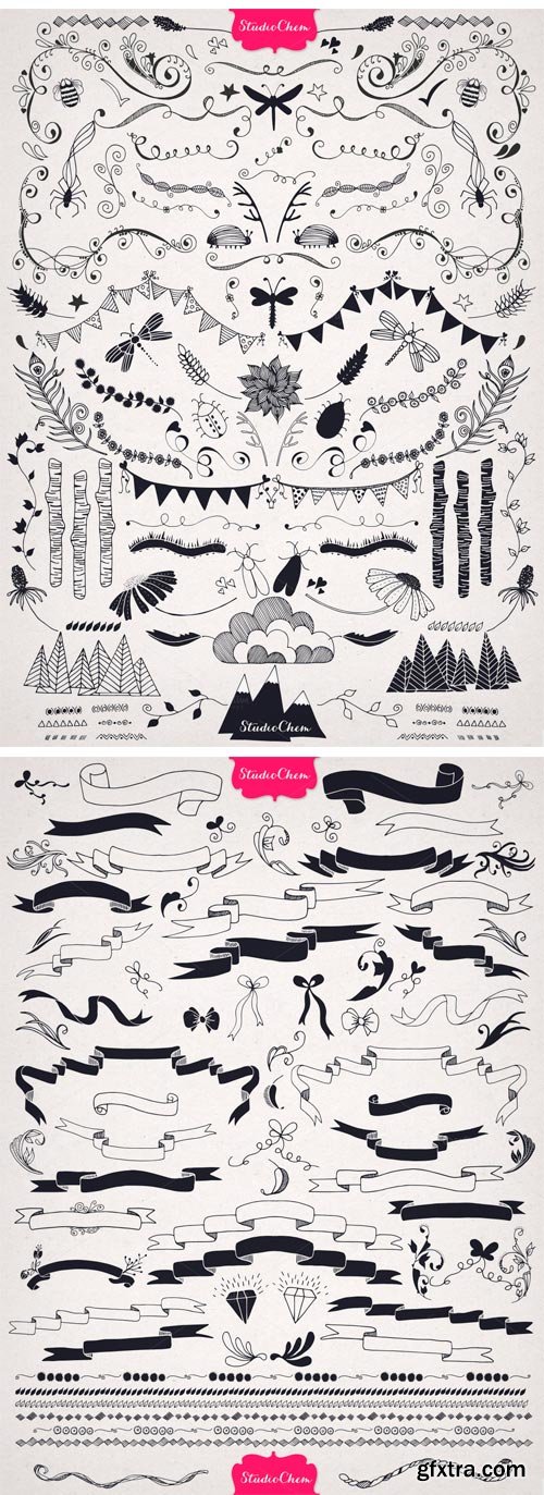 CM 50189 - HUGE Hand Drawn Nature Pack Elements