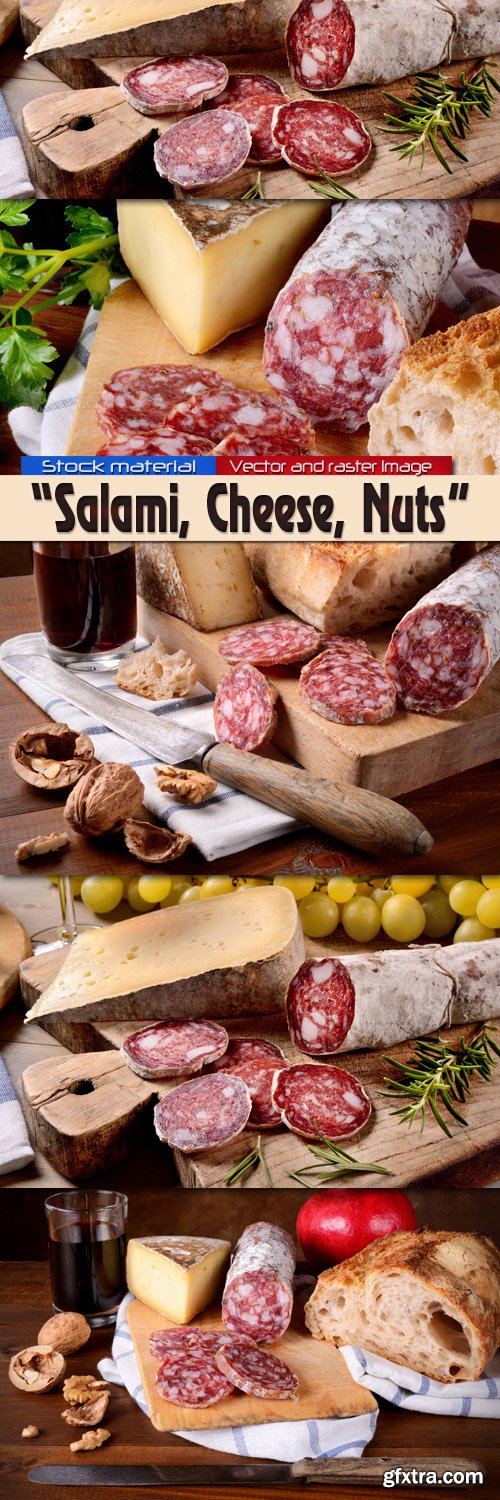 Salami, cheese, nuts