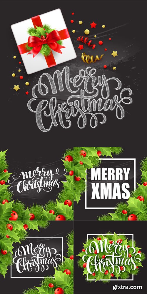 5 Christmas Cards Vector Set 3