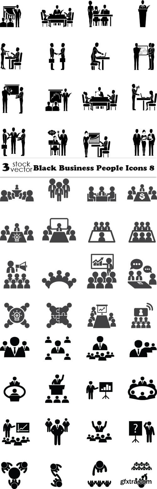 Vectors - Black Business People Icons 8