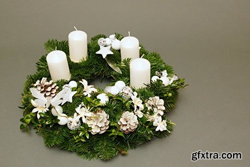 Collection of new year decorations Christmas Toy Christmas twig wreath 25 HQ Jpeg