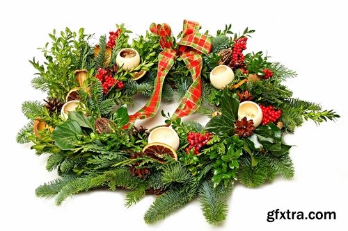 Collection of new year decorations Christmas Toy Christmas twig wreath 25 HQ Jpeg