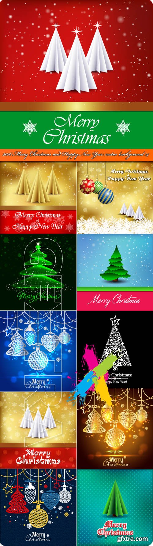 2016 Merry Christmas and Happy New Year vector background 14