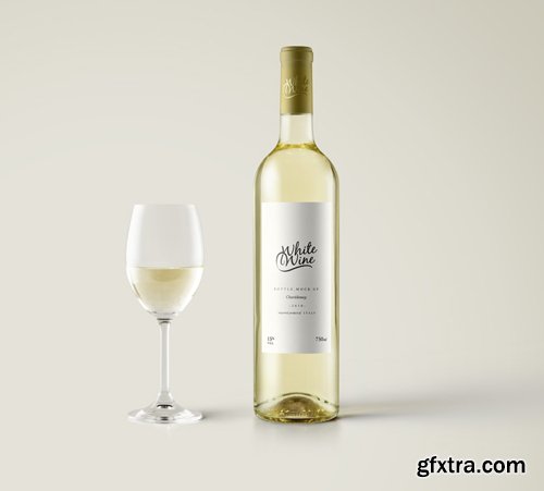 Psd White Wine Bottle Mockup vol 2