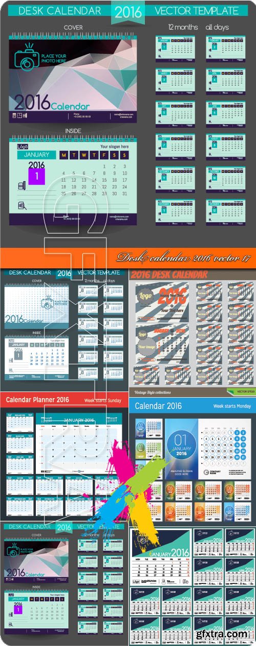 Desk calendar 2016 vector 17