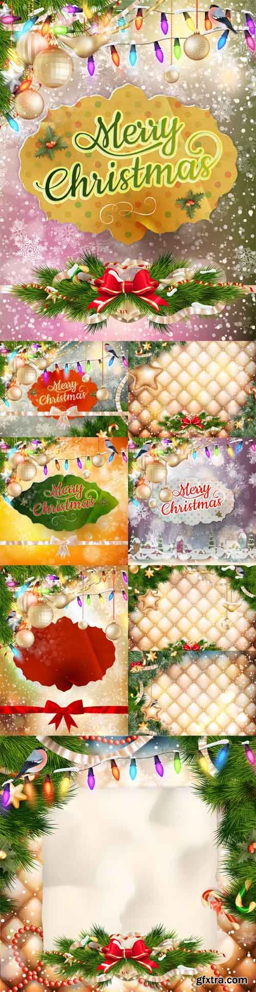 9 Christmas Cards Vector Set