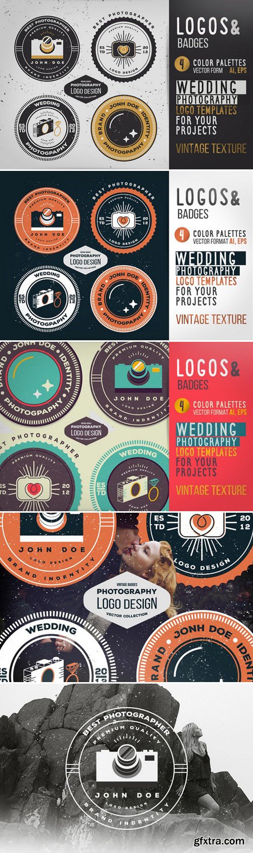 CM - Vintage Wedding Photography Logo Set 424465