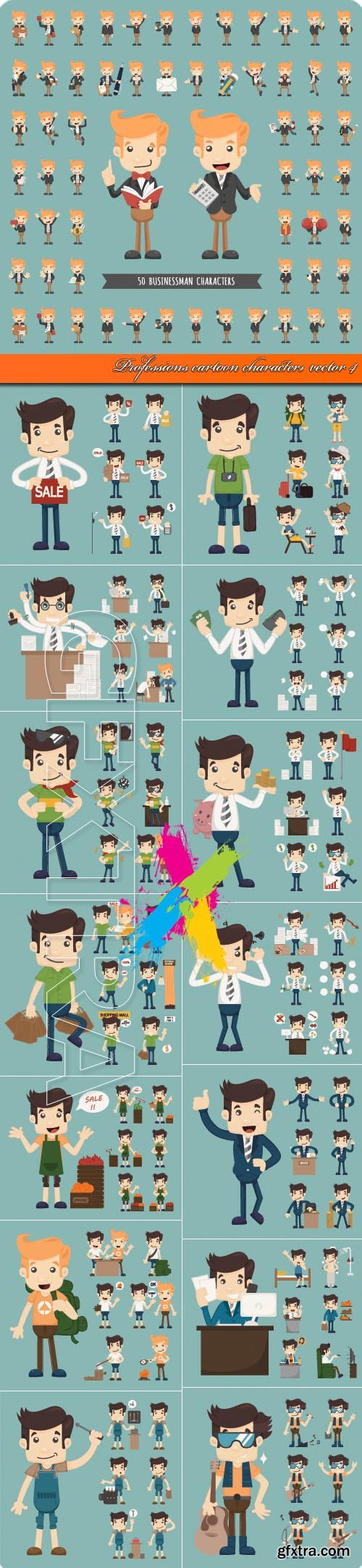 Professions cartoon characters vector 4