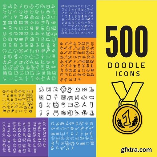 Set of 500 doodle icon